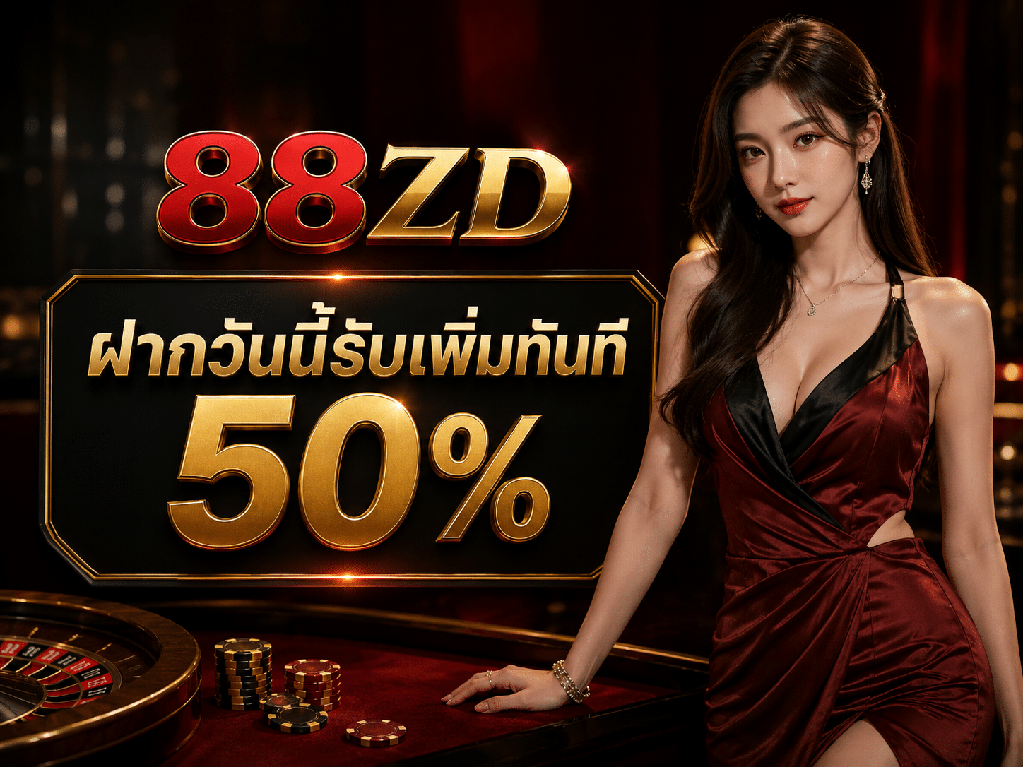 ฝากวันนี้รับเพิ่มทันที 50 %